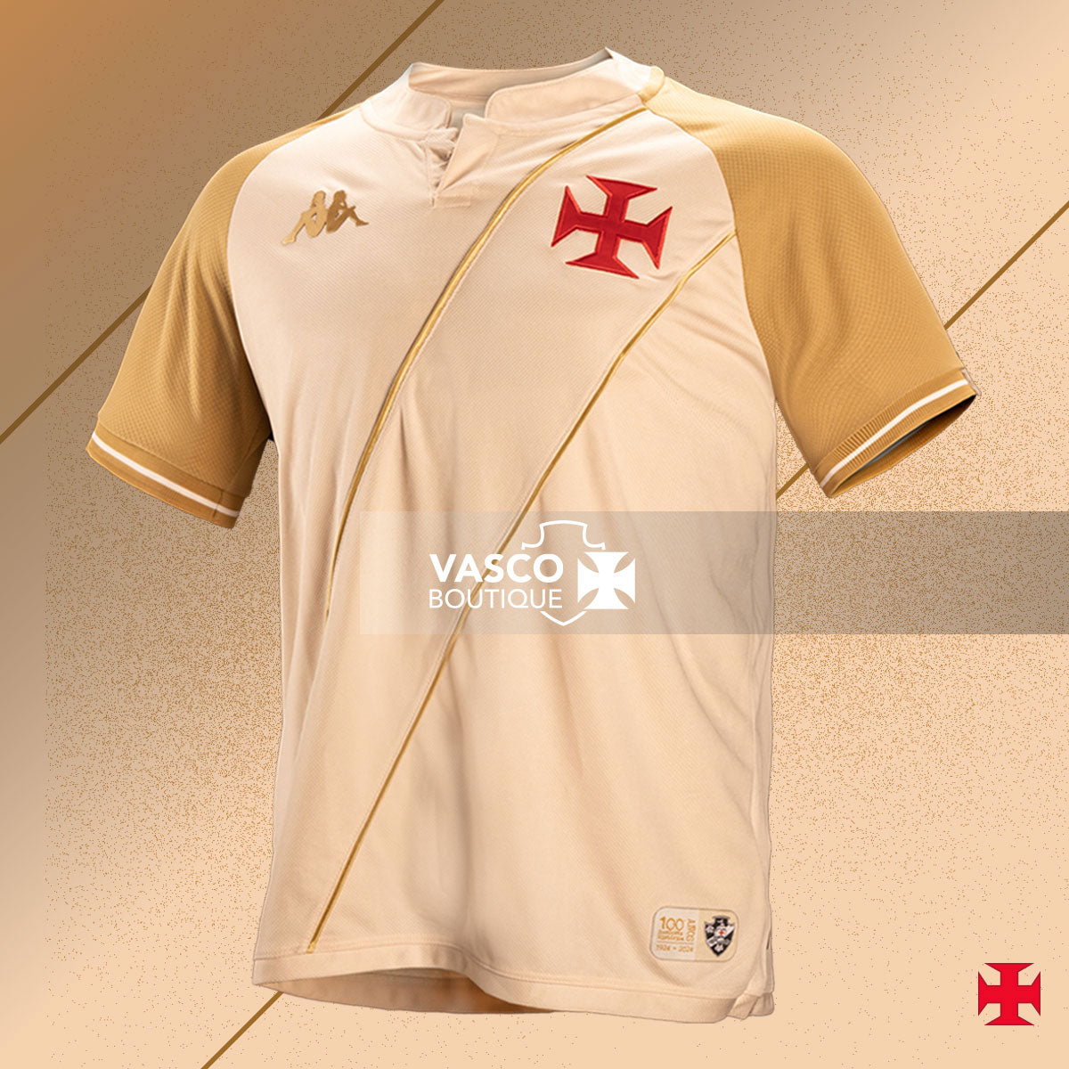 Camisa Vasco 3 2024 - 100 anos Resposta Histórica Kappa Infantil Bege