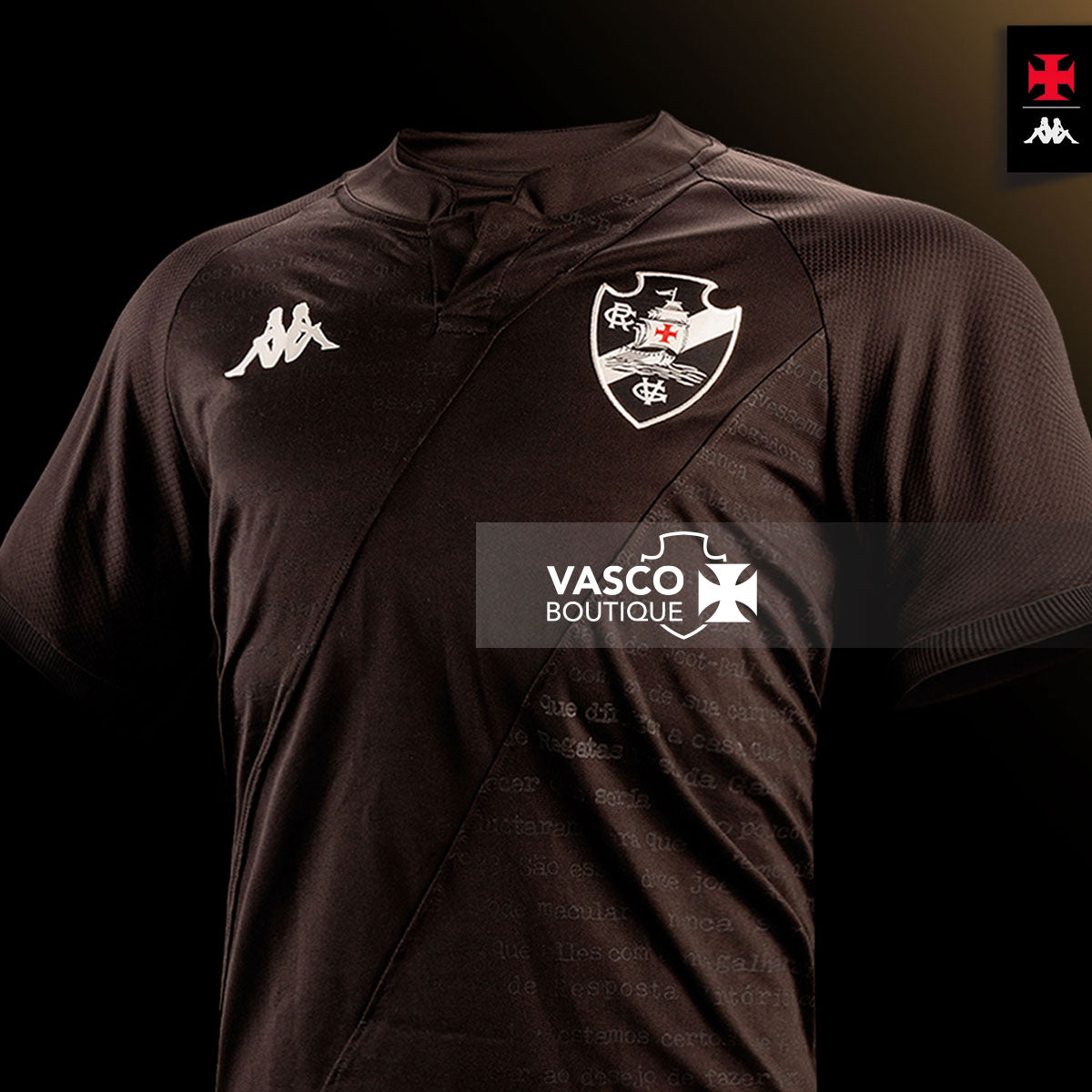 Camisa Vasco 3 2024 - 100 anos Resposta Histórica Kappa Infantil Preta