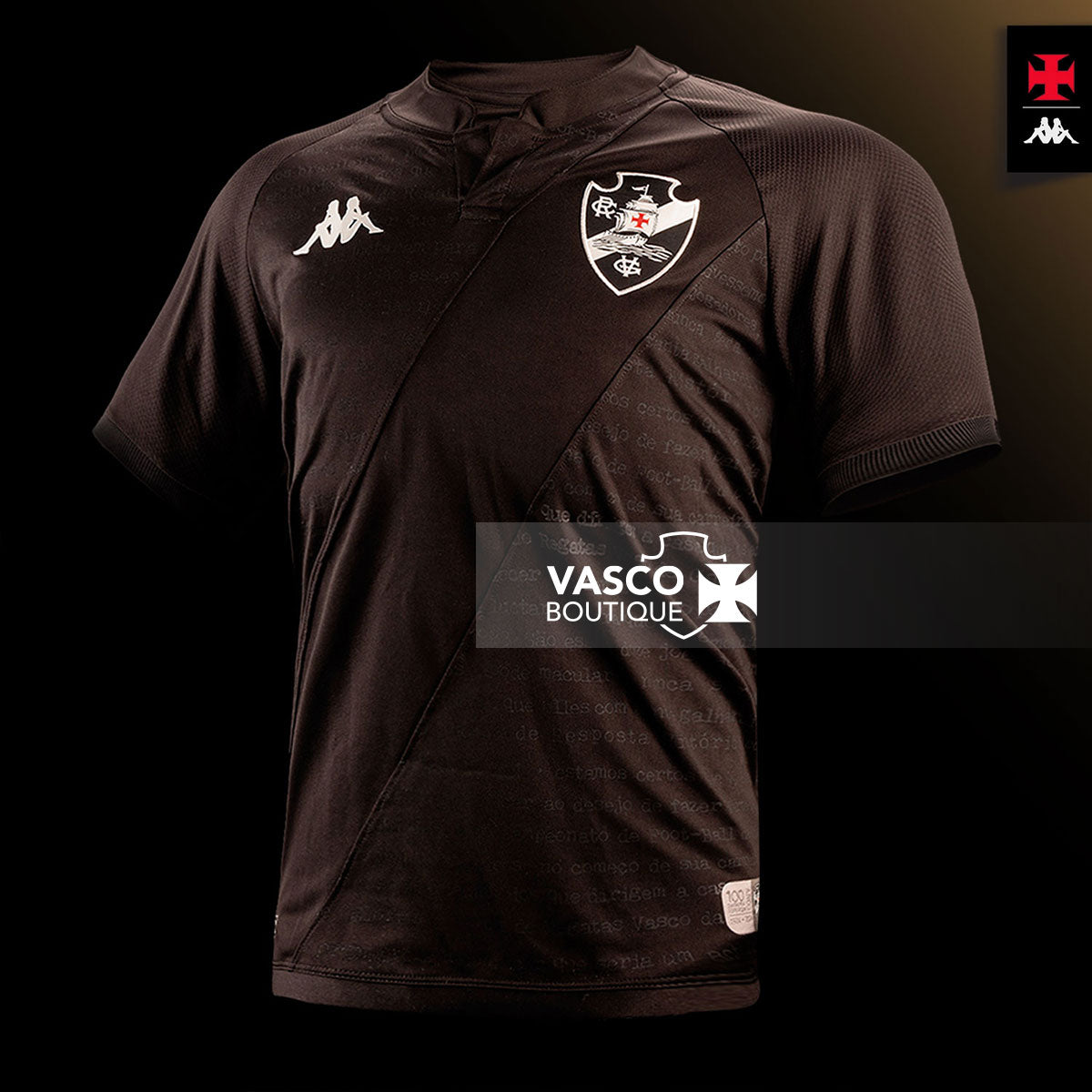 Camisa Vasco 3 2024 - 100 anos Resposta Histórica Kappa Infantil Preta