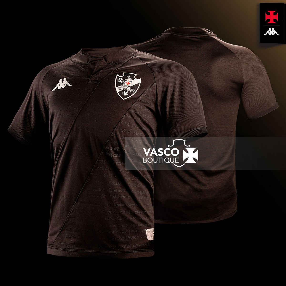 Camisa Vasco 3 2024 - 100 anos Resposta Histórica Kappa Masculina Preta